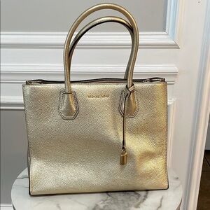 Michael Kors Gold Structured Tote Bag